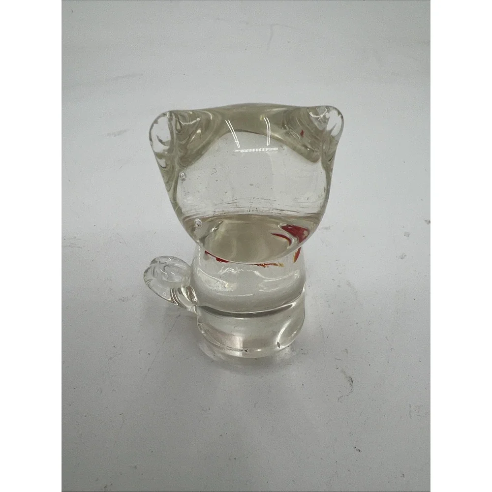 Art Glass Paperweight Cat That Swallowed a Goldfish, Figurine. 3 Inch